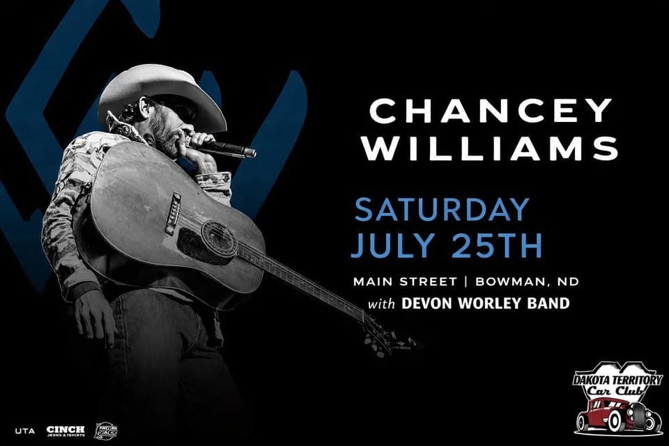 Dakota Territory Car Club's 37th Annual Car Show & Street Dance Featuring Chancey Williams event at Main Street in Bowman, ND on July 25, 2026