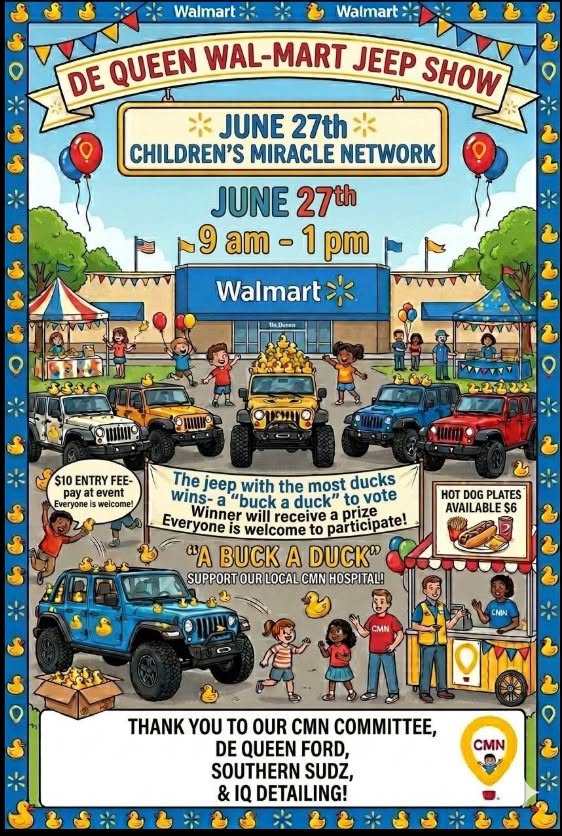 De Queen Wal-Mart Jeep Show event at Walmart in De Queen, AR on June 27, 2026