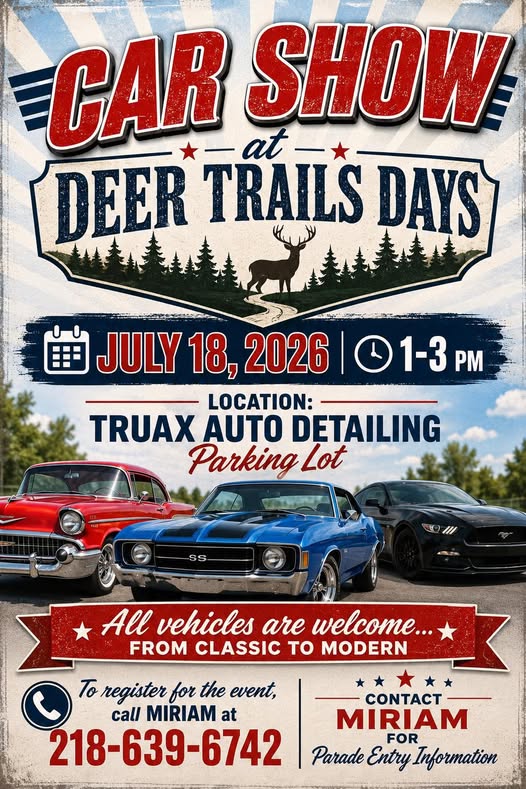 Deer Trails Days Car Show event at Truax Auto Detailing in Deer Creek, MN on July 18, 2026