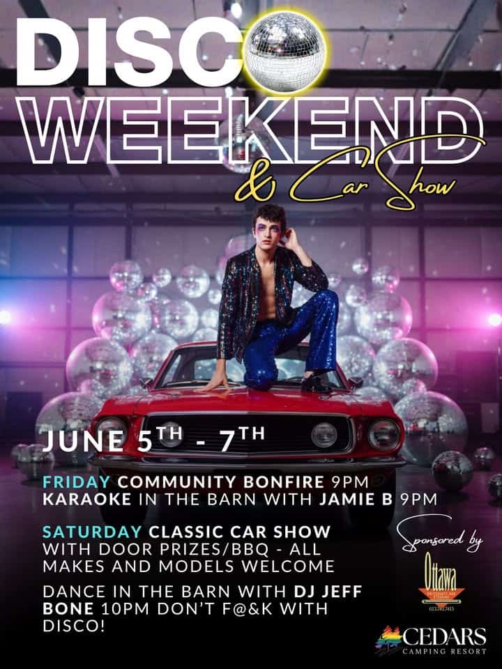 Disco Weekend & Car Show event at Cedars Camping Resort in Hamilton, ON on June 5, 2026