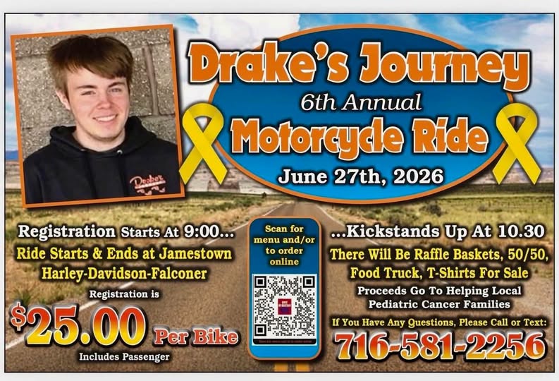 Drake's Journey 6th Annual Motorcycle Ride event at Jamestown Harley-Davidson-Falconer in Jamestown, NY on June 27, 2026