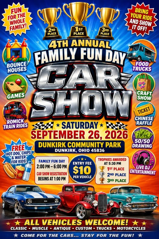 Dunkirk Community Park 4th Annual Family Fun Day Car Show event at Dunkirk Community Park in Dunkirk, OH on September 26, 2026