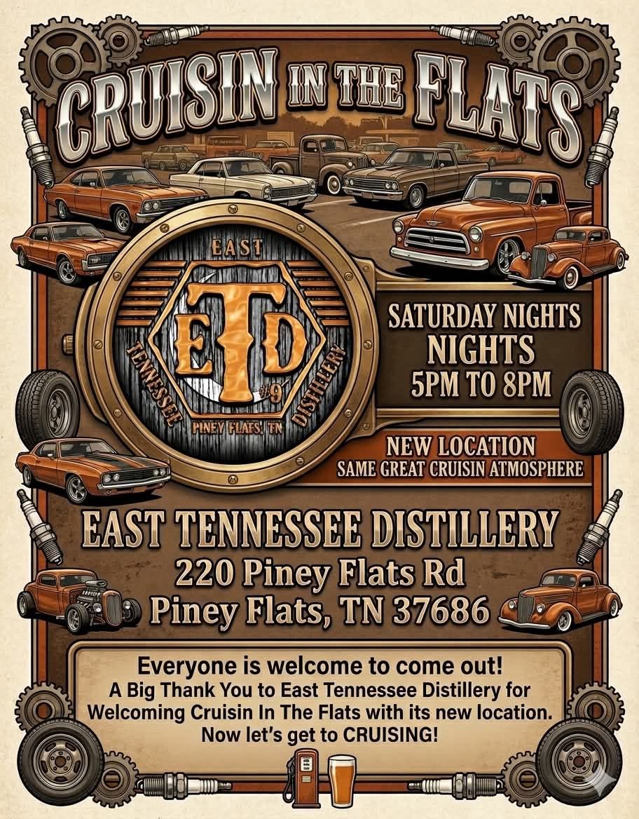 East Tennessee Distillery Cruisin in the Flats event at East Tennessee Distillery in Piney Flats, TN on June 20, 2026
