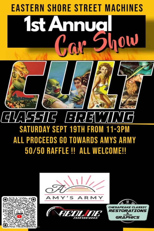 Eastern Shore Street Machines 1st Annual Car Show event at Cult Classic Brewing Company in Stevensville, MD on September 19, 2026