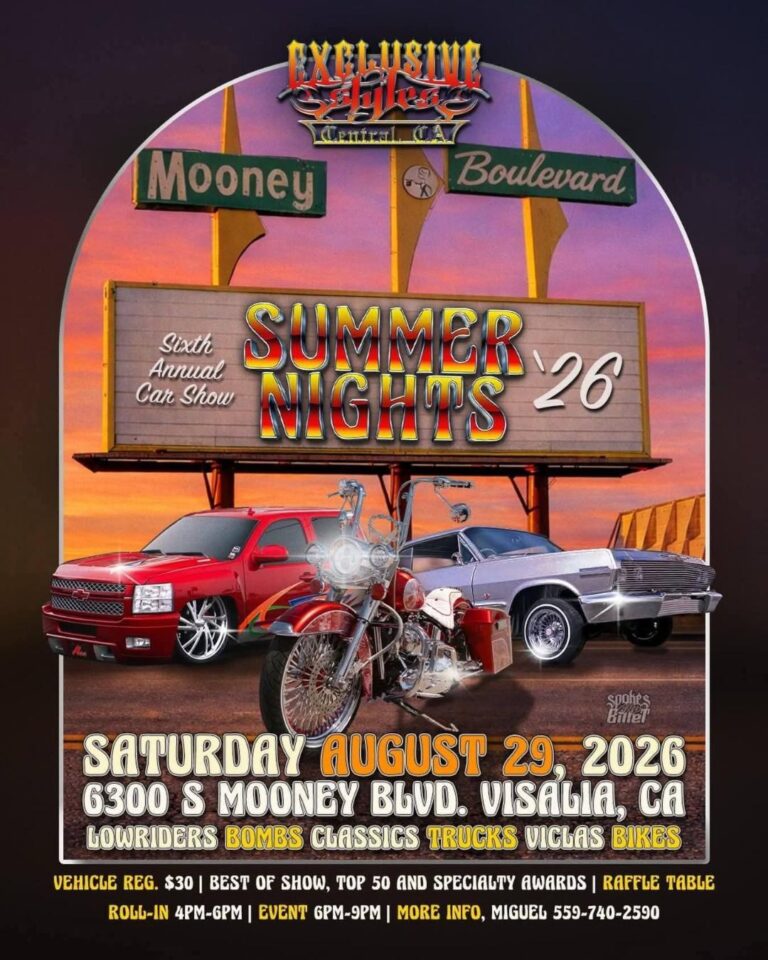 Exclusive Bikes Central CA Mooney Boulevard Summer Nights Sixth Annual Car Show event at 6300 S Mooney Blvd in Visalia, CA on August 29, 2026