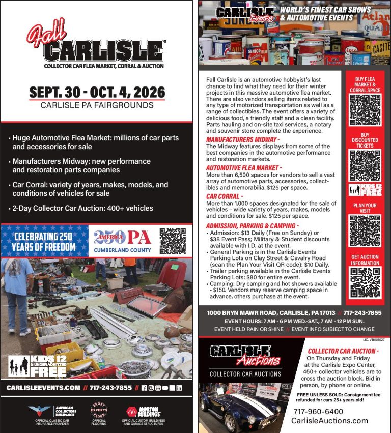 Fall Carlisle Collector Car Flea Market, Corral & Auction event at Carlisle PA Fairgrounds in Carlisle, PA on September 30, 2026