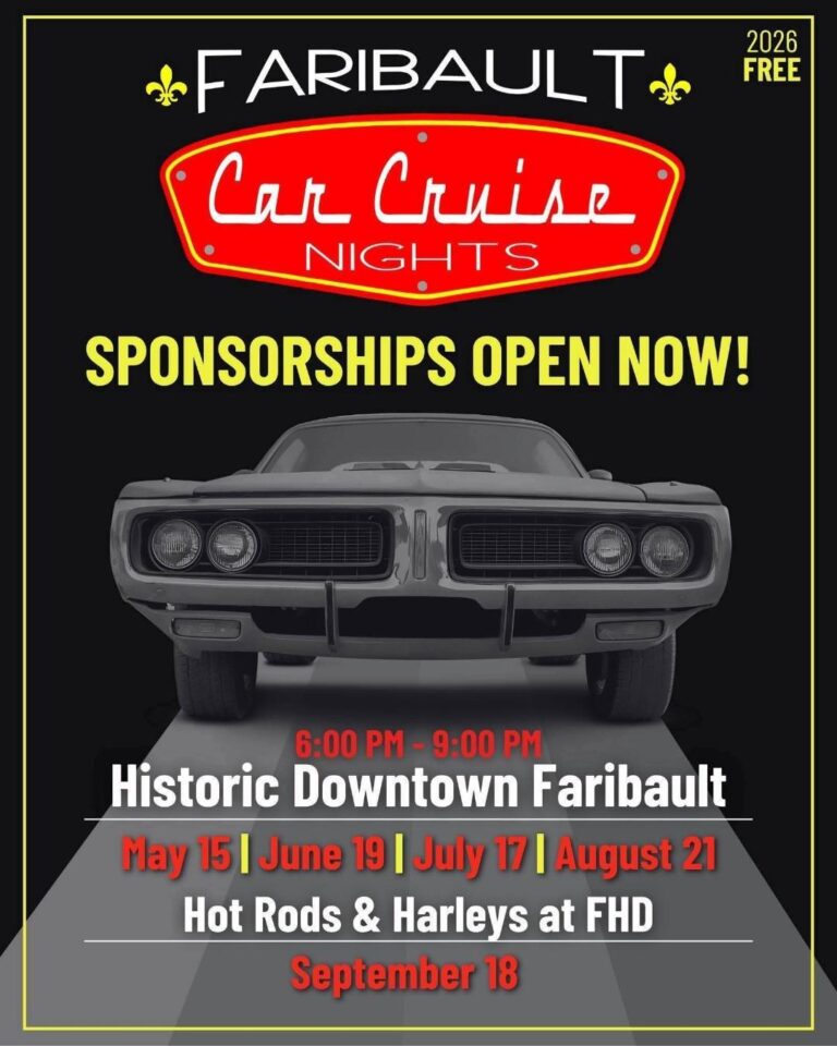Faribault Car Cruise Nights event at Historic Downtown Faribault in Faribault, MN on July 17, 2026