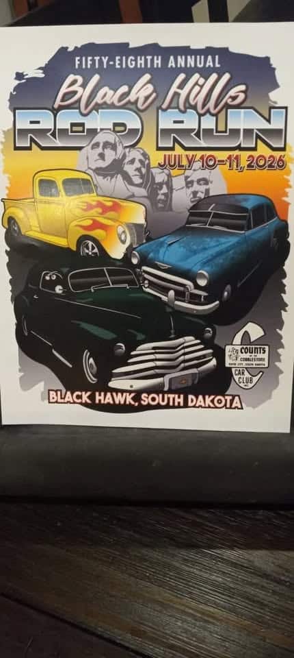Fifty-Eighth Annual Black Hills Rod Run event at Counts of the Cobblestones Clubhouse in Black Hawk, SD on July 10, 2026