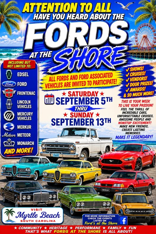 Fords At The Shore event at Myrtle Beach in Myrtle Beach, SC on September 5, 2026