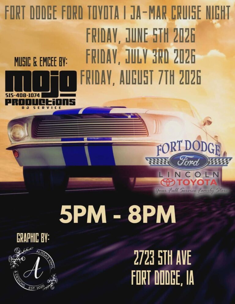 Fort Dodge Ford Toyota | Ja-Mar Cruise Night event at Fort Dodge Ford Toyota in Fort Dodge, IA on July 3, 2026