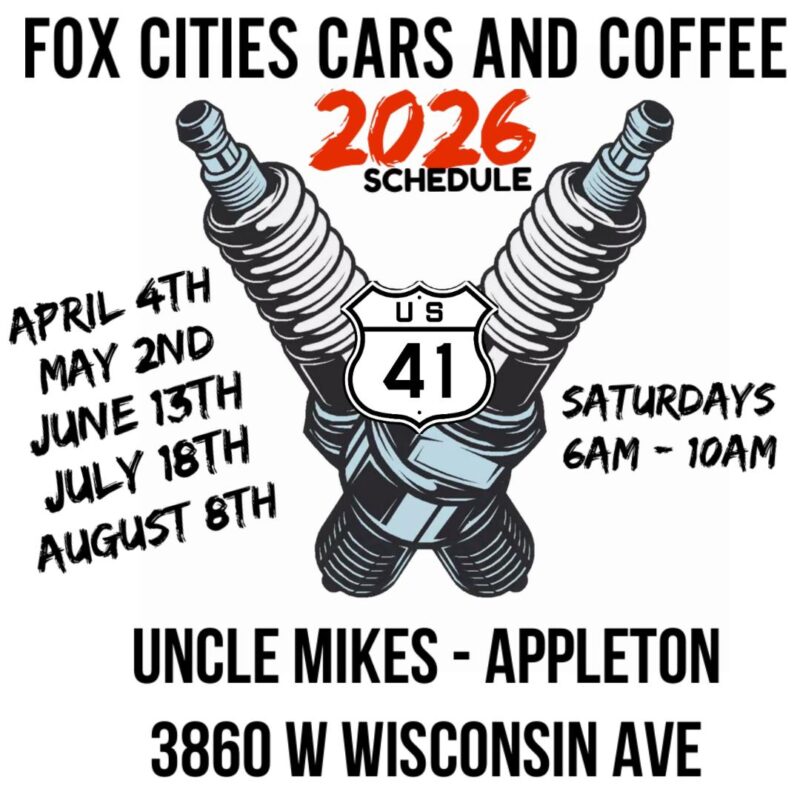 Fox Cities Cars and Coffee event at Uncle Mikes in Appleton, WI on July 5, 2026