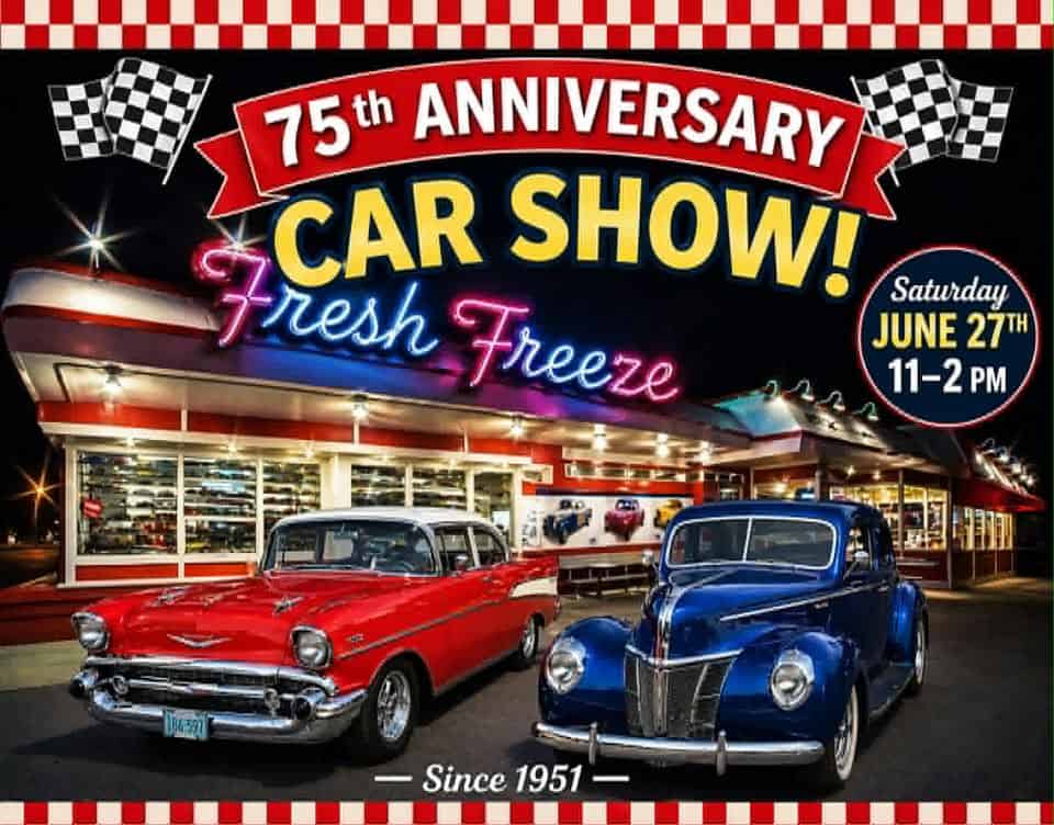 Fresh Freeze 75th Anniversary Car Show event at Fresh Freeze Drive-In - Rite Aid Parking Lot in Eureka, CA on June 27, 2026