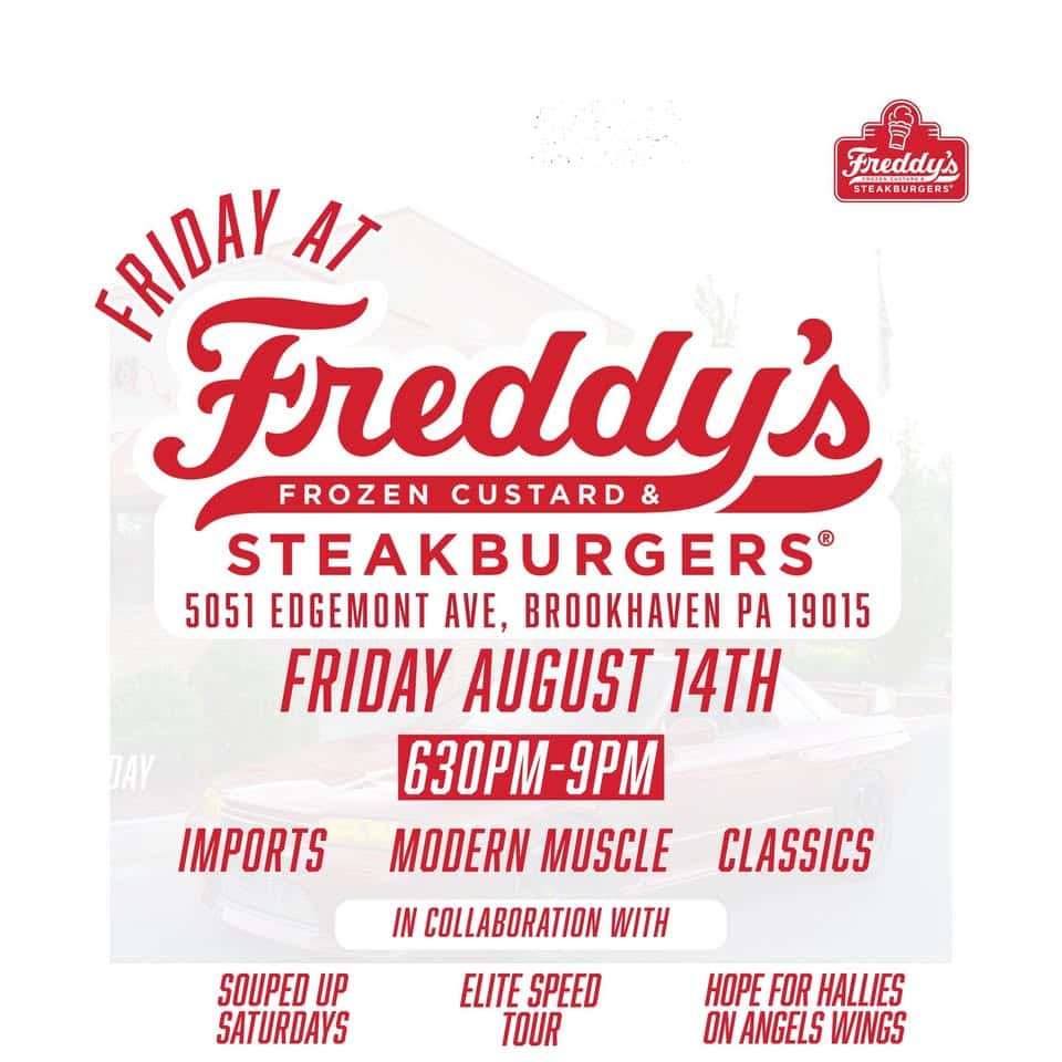 Friday at Freddy's Frozen Custard & Steakburgers (Cars & Custard) event at Freddy's Frozen Custard & Steakburgers in Brookhaven, PA on August 14, 2026