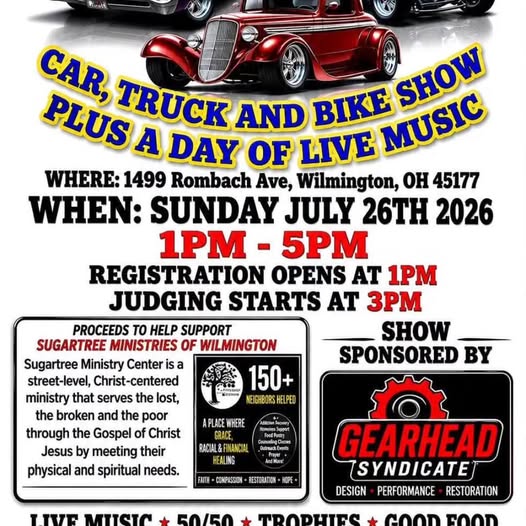 Gearhead Syndicate Car, Truck and Bike Show event at 1499 Rombach Ave in Wilmington, OH on July 26, 2026