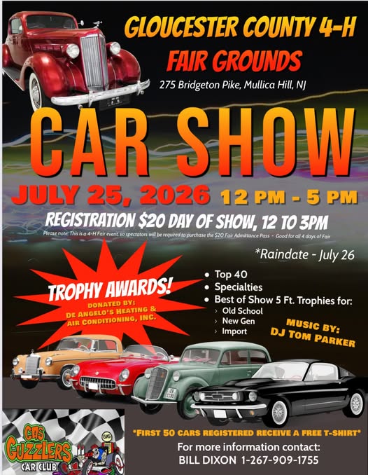 Gloucester County 4-H Fair Grounds Car Show event at Gloucester County 4-H Fair Grounds in Mullica Hill, NJ on July 25, 2026