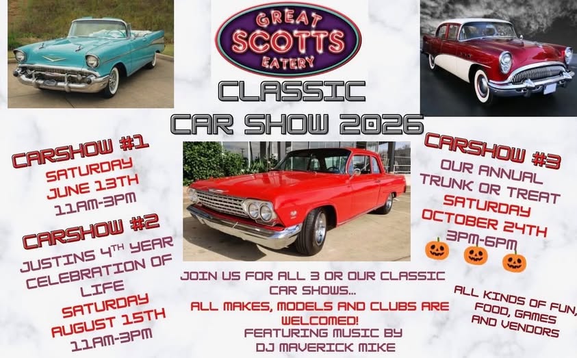 Great Scotts Eatery Classic Car Show 2026 event at Great Scotts Eatery in Denver, CO on June 13, 2026