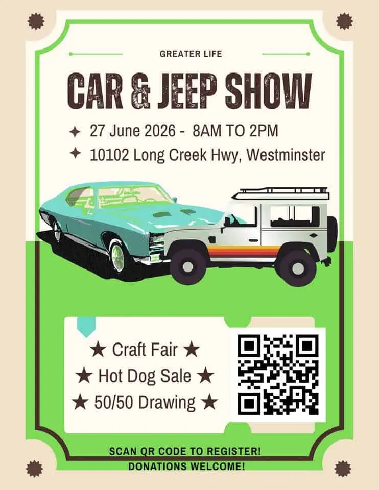 Greater Life Car & Jeep Show event at Greater Life Worship Center in Westminster, SC on June 27, 2026