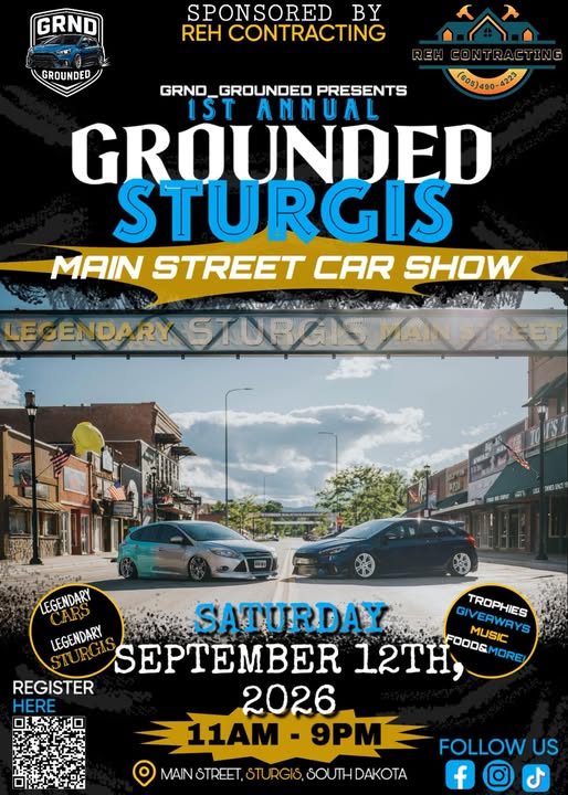 GRND_Grounded 4th Annual Grounded Sturgis Main Street Car Show event at Main Street in Sturgis, SD on September 12, 2026