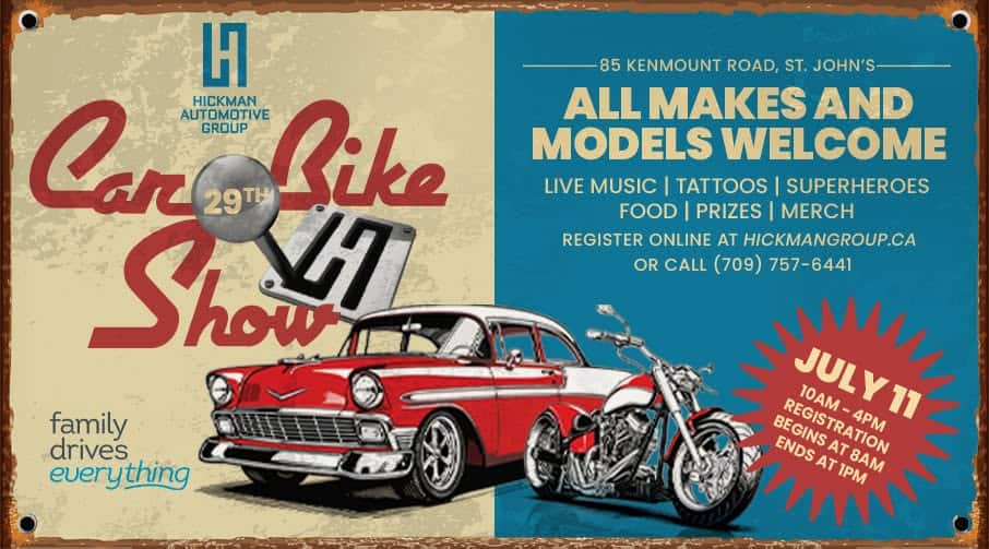 Hickman Automotive Group 29th Annual Car & Bike Show event at Hickman Chevrolet in St. John's, NL on July 11, 2026