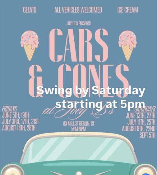 Joey D's Cars & Cones event at Joey D's in Berlin, CT on June 19, 2026