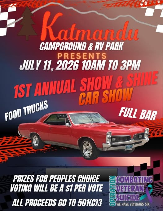 Katmandu Campground & RV Park 1st Annual Show & Shine Car Show event at Katmandu Campground & RV Park in Sturgis, SD on July 11, 2026