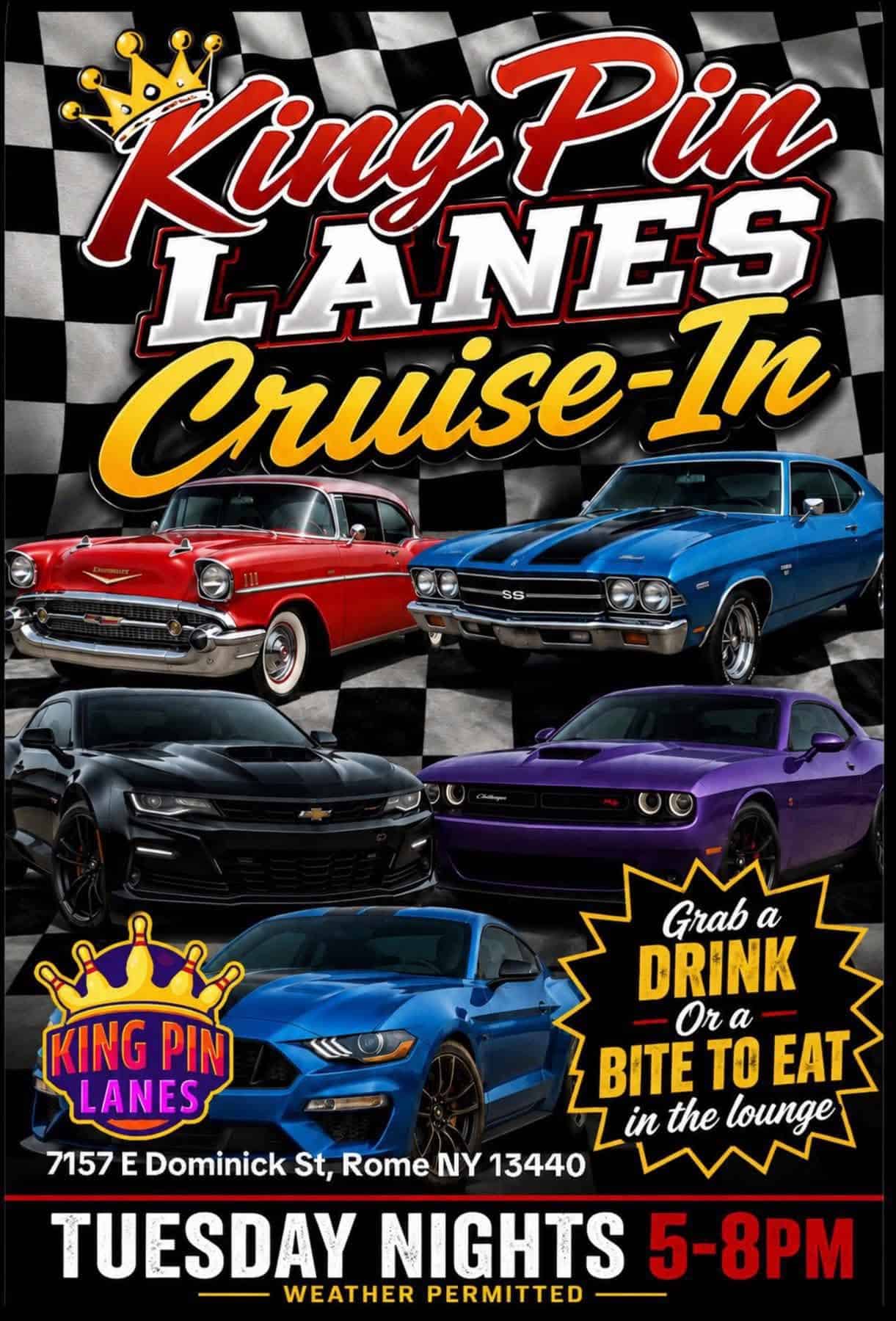 King Pin Lanes Cruise-In event at King Pin Lanes in Rome, NY on June 23, 2026