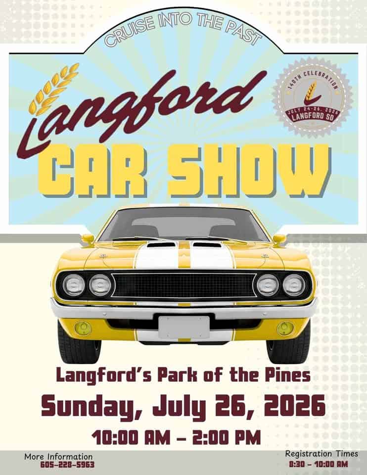Langford Car Show event at Park of the Pines in Langford, SD on July 26, 2026