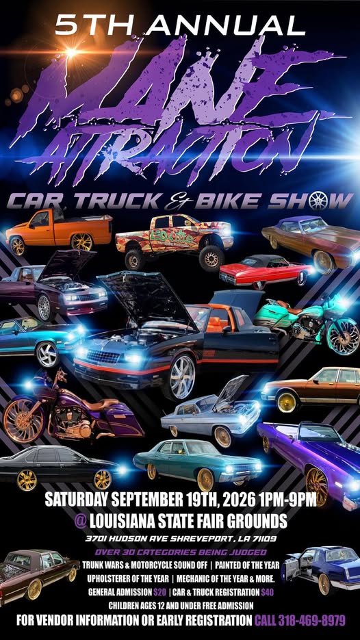 Louisiana State Fair Grounds 5th Annual Slab Attract Car Truck & Bike Show event at Louisiana State Fair Grounds in Shreveport, LA on September 19, 2026