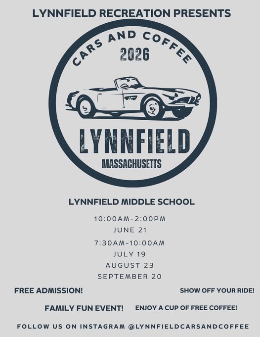 Lynnfield Recreation Cars and Coffee event at Lynnfield Middle School in Lynnfield, MA on June 21, 2026
