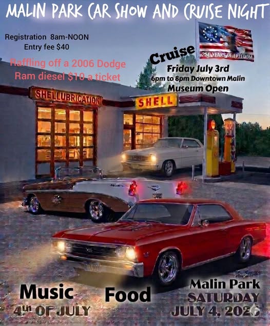 Malin Park Car Show and Cruise Night event at Malin Park in Malin, OR on July 4, 2026