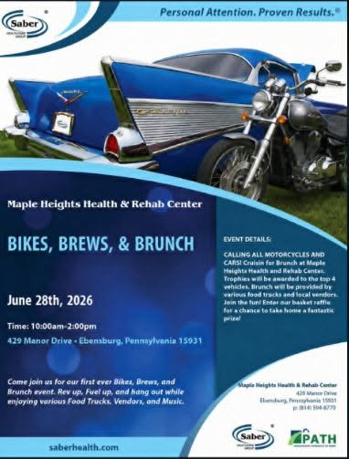 Maple Heights Health & Rehab Center Bikes, Brews, & Brunch event at Maple Heights Health & Rehab Center in Ebensburg, PA on June 28, 2026