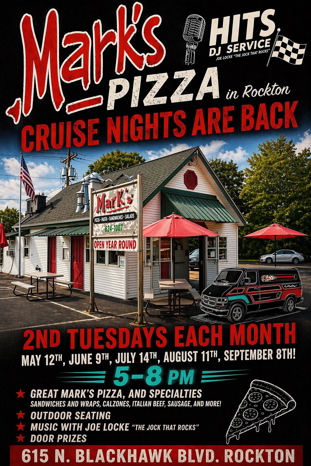 Mark's Pizza Cruise Nights Are Back event at Great Mark's Pizza in Rockton, IL on May 12, 2026