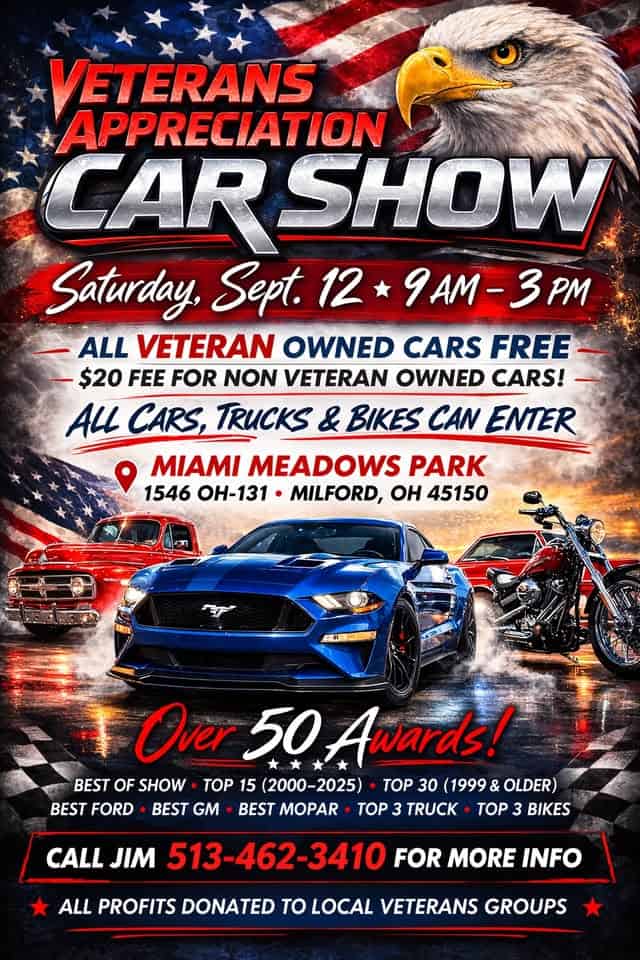Miami Meadows Park Veterans Appreciation Car Show event at Miami Meadows Park in Milford, OH on September 12, 2026