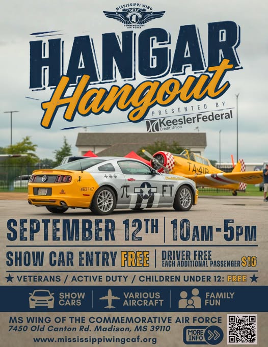 Mississippi Wing CAF Hangar Hangout event at MS Wing of the Commemorative Air Force in Madison, MS on September 12, 2026