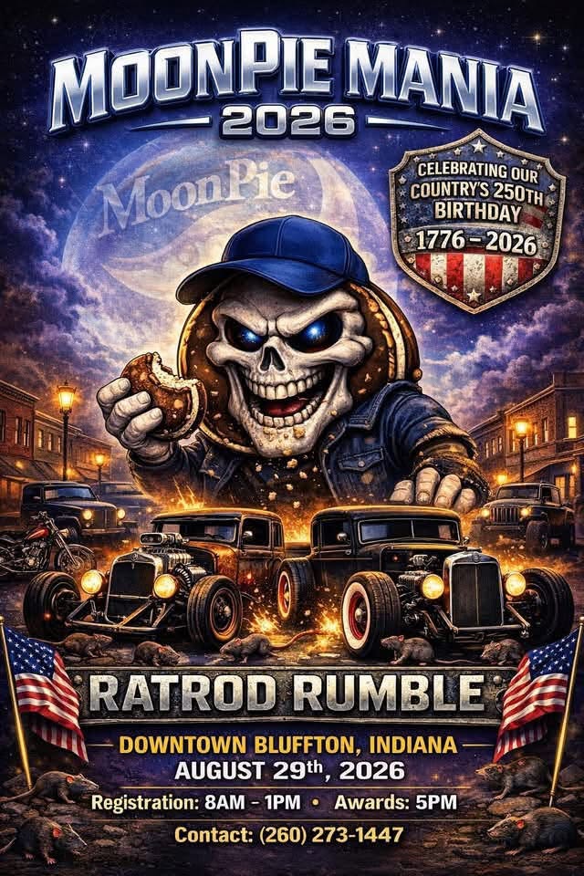 MoonPie Mania Ratrod Rumble event at Downtown Bluffton in Bluffton, IN on August 29, 2026