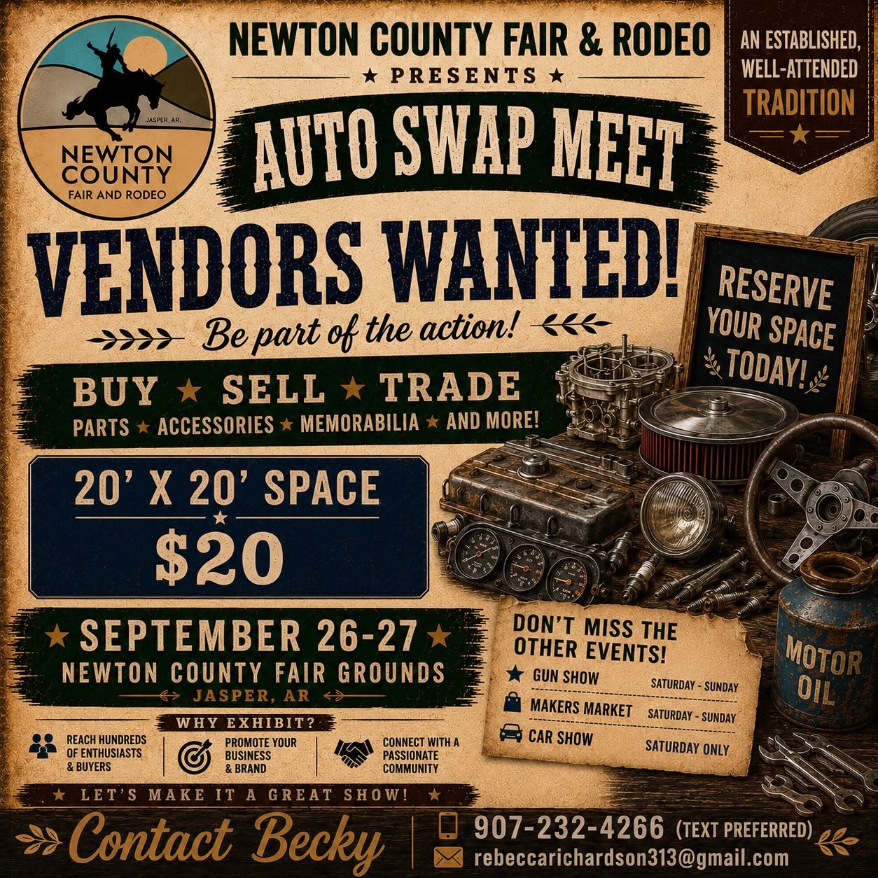 Newton County Fair & Rodeo Auto Swap Meet event at Newton County Fair Grounds in Jasper, AR on September 26, 2026