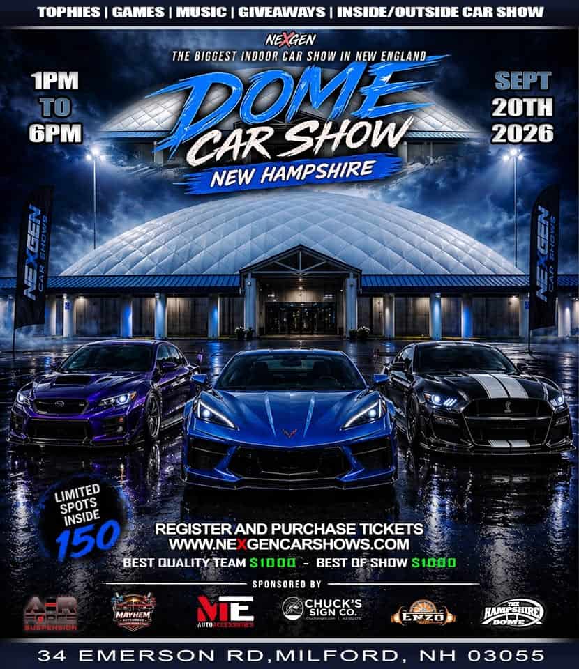 Nexgen Dome Car Show event at The Hampshire Dome in Milford, NH on September 20, 2026