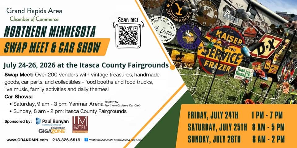 Northern Minnesota Swap Meet & Car Show event at Itasca County Fairgrounds in Grand Rapids, MN on July 24, 2026
