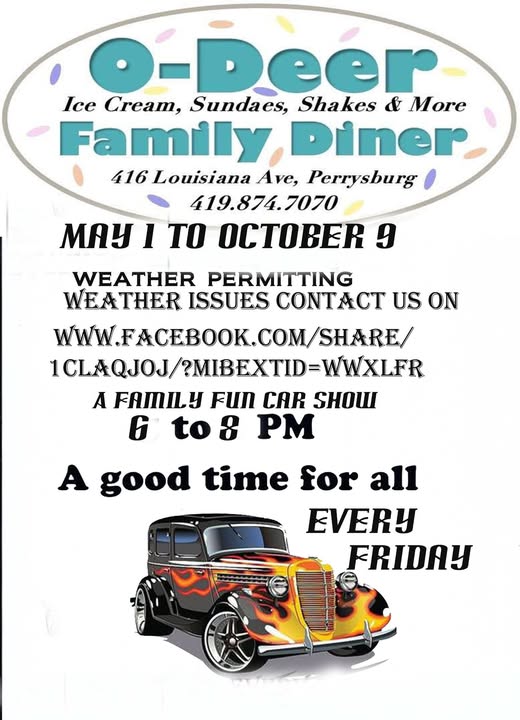 O-Deer Family Diner a Family Fun Car Show event at O-Deer Family Diner in Perrysburg, OH on May 1, 2026