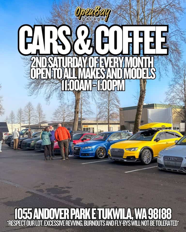 Openbay Garage Cars & Coffee event at Openbay Garage in Tukwila, WA on June 13, 2026