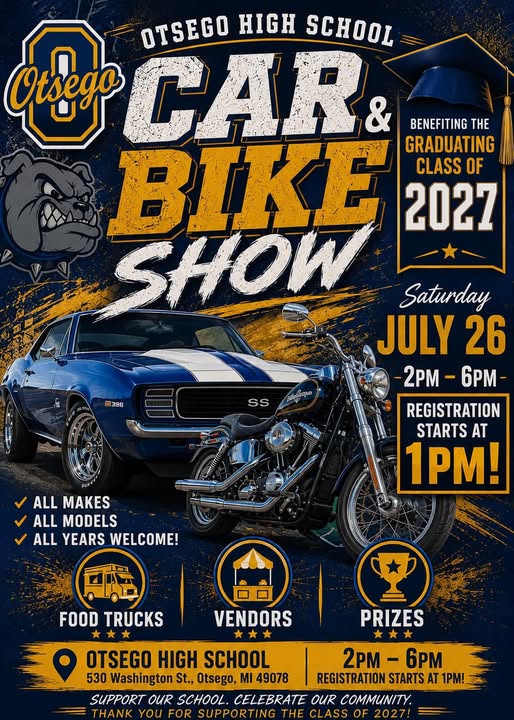 Otsego High School Car & Bike Show event at Otsego High School in Otsego, MI on July 26, 2026