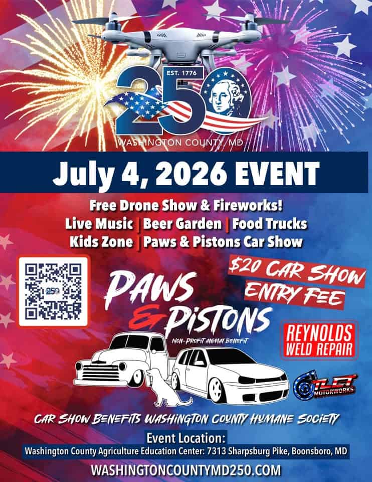 Paws & Pistons event at Washington County Agriculture Education Center in Boonsboro, MD on July 4, 2026