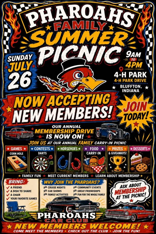 Pharoahs Family Summer Picnic event at 4-H Park in Bluffton, IN on July 26, 2026