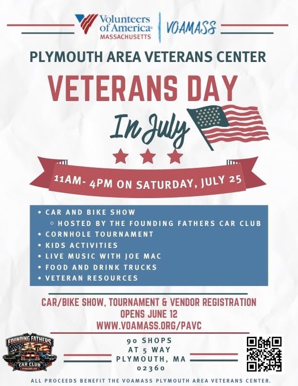 Plymouth Area Veterans Center Veterans Day in July event at 90 Shops at 5 Way in Plymouth, MA on July 25, 2026