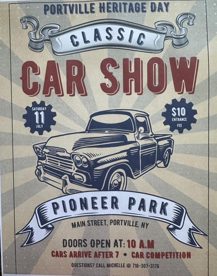 Portville Heritage Day Classic Car Show event at Pioneer Park in Portville, NY on July 11, 2026