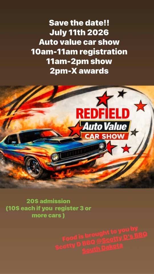 Redfield Auto Value Car Show event at Hav-A-Rest Campground in Redfield, SD on July 11, 2026