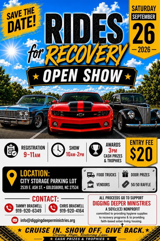 Rides for Recovery Open Show car show in Goldsboro, NC