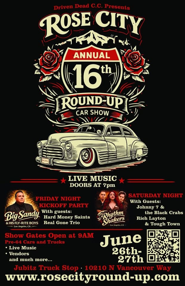 Rose City Round-Up 16th Annual Car Show event at Jubitz Truck Stop in Portland, OR on June 26, 2026
