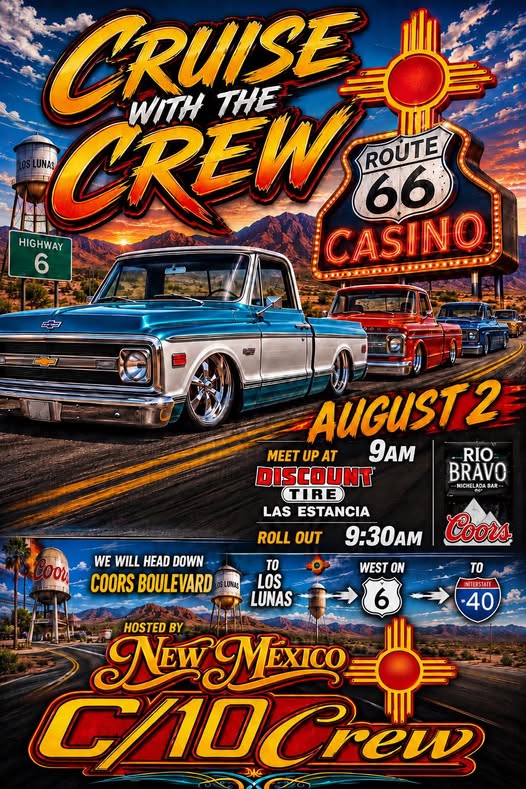 Route 66 Casino Cruise With the Crew event at Discount Tire in Las Estancia, NM on August 2, 2026