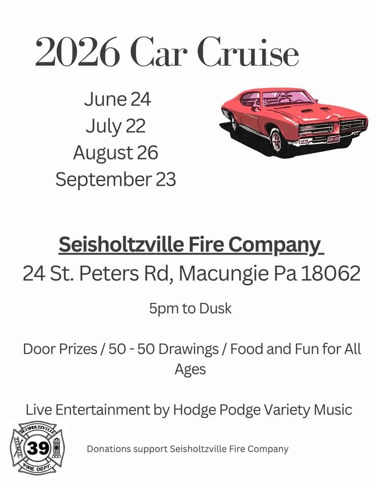 Seisholtzville Fire Company 2026 Car Cruise event at Seisholtzville Fire Company in Macungie, PA on June 24, 2026